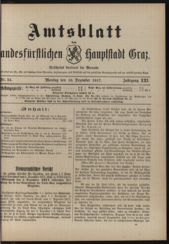 Amtsblatt der landesfürstlichen Hauptstadt Graz 19171210 Seite: 1