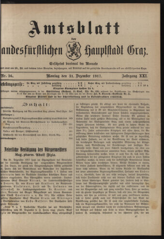 Amtsblatt der landesfürstlichen Hauptstadt Graz 19171231 Seite: 1