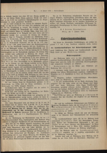 Amtsblatt der landesfürstlichen Hauptstadt Graz 19180110 Seite: 7