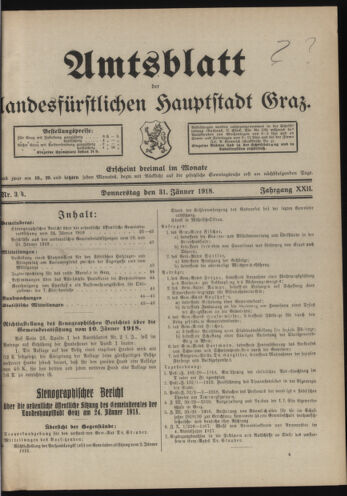 Amtsblatt der landesfürstlichen Hauptstadt Graz 19180131 Seite: 1