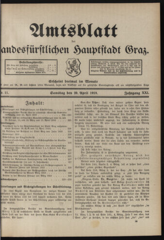 Amtsblatt der landesfürstlichen Hauptstadt Graz 19180420 Seite: 1