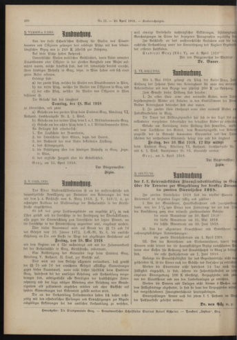 Amtsblatt der landesfürstlichen Hauptstadt Graz 19180420 Seite: 28