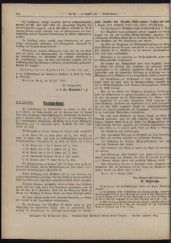 Amtsblatt der landesfürstlichen Hauptstadt Graz 19180810 Seite: 52