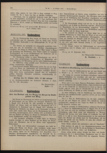 Amtsblatt der landesfürstlichen Hauptstadt Graz 19181010 Seite: 30