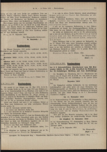 Amtsblatt der landesfürstlichen Hauptstadt Graz 19181010 Seite: 31