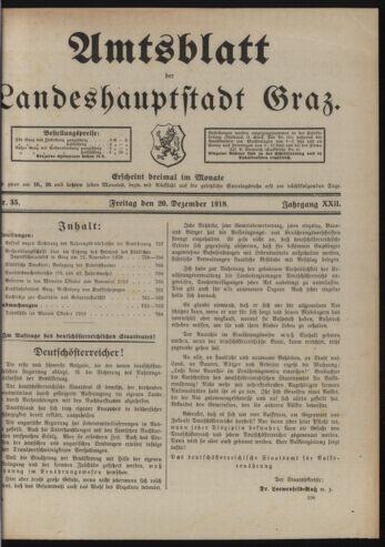 Amtsblatt der landesfürstlichen Hauptstadt Graz 19181220 Seite: 1