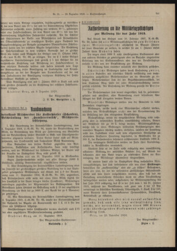 Amtsblatt der landesfürstlichen Hauptstadt Graz 19181220 Seite: 7