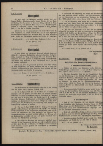 Amtsblatt der landesfürstlichen Hauptstadt Graz 19190220 Seite: 24