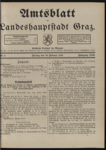 Amtsblatt der landesfürstlichen Hauptstadt Graz 19190228 Seite: 1