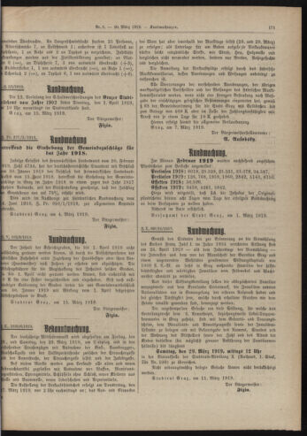 Amtsblatt der landesfürstlichen Hauptstadt Graz 19190320 Seite: 5