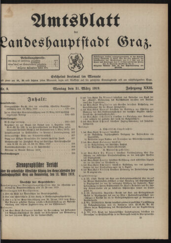 Amtsblatt der landesfürstlichen Hauptstadt Graz 19190331 Seite: 1