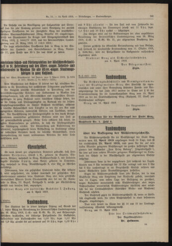 Amtsblatt der landesfürstlichen Hauptstadt Graz 19190410 Seite: 33