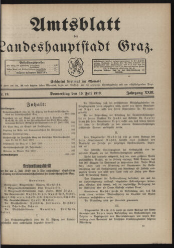 Amtsblatt der landesfürstlichen Hauptstadt Graz 19190710 Seite: 1