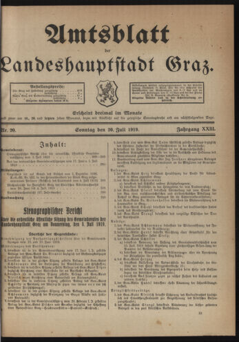 Amtsblatt der landesfürstlichen Hauptstadt Graz 19190720 Seite: 1