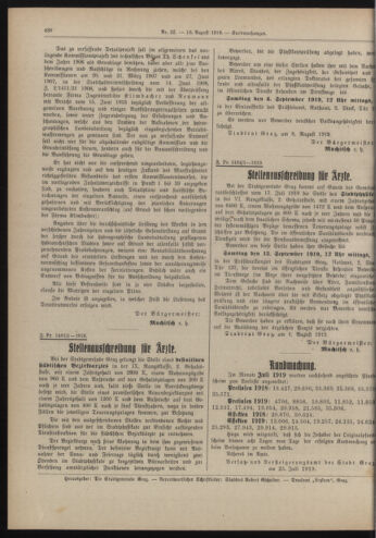 Amtsblatt der landesfürstlichen Hauptstadt Graz 19190810 Seite: 8