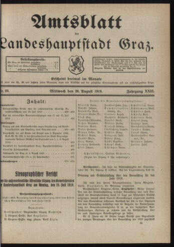 Amtsblatt der landesfürstlichen Hauptstadt Graz 19190820 Seite: 1