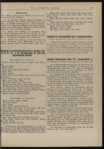 Amtsblatt der landesfürstlichen Hauptstadt Graz 19190820 Seite: 31