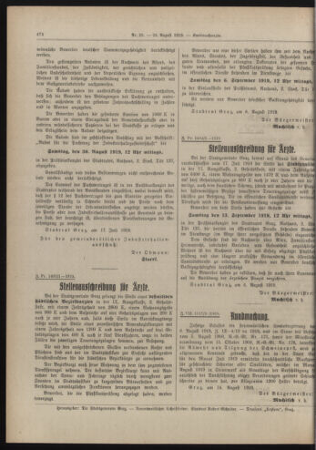 Amtsblatt der landesfürstlichen Hauptstadt Graz 19190820 Seite: 34