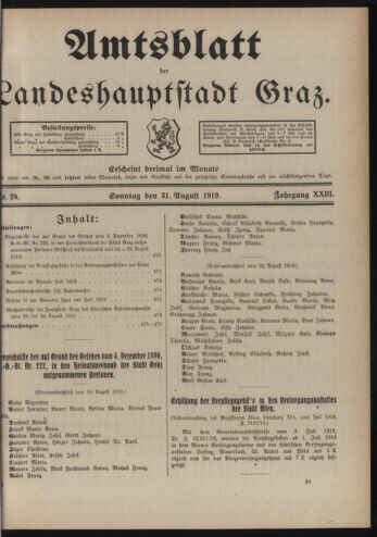 Amtsblatt der landesfürstlichen Hauptstadt Graz 19190831 Seite: 1