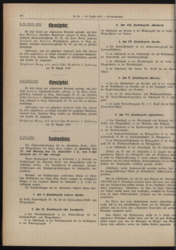 Amtsblatt der landesfürstlichen Hauptstadt Graz 19190831 Seite: 4