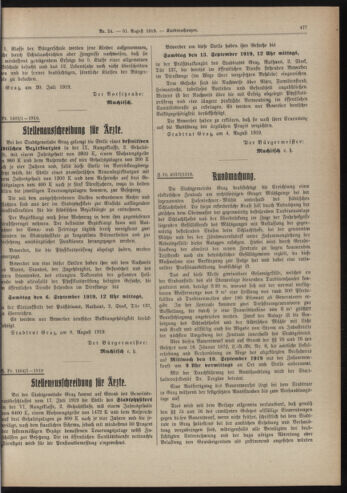 Amtsblatt der landesfürstlichen Hauptstadt Graz 19190831 Seite: 5