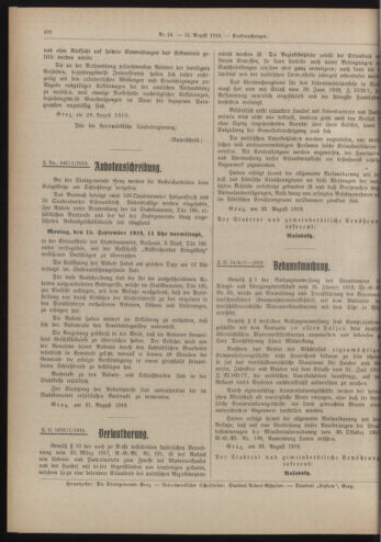 Amtsblatt der landesfürstlichen Hauptstadt Graz 19190831 Seite: 6