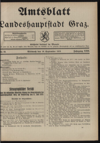 Amtsblatt der landesfürstlichen Hauptstadt Graz 19190910 Seite: 1