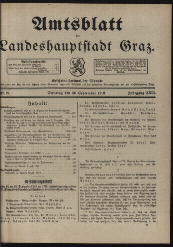 Amtsblatt der landesfürstlichen Hauptstadt Graz 19190930 Seite: 1