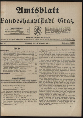 Amtsblatt der landesfürstlichen Hauptstadt Graz 19191020 Seite: 1