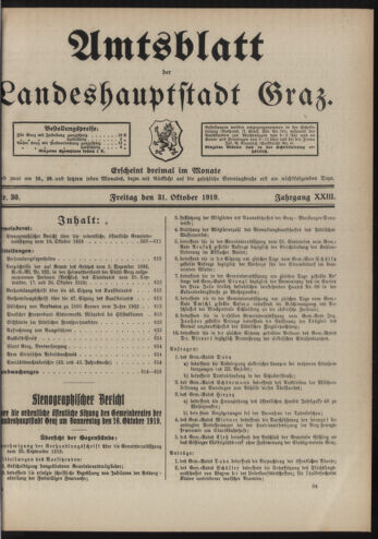 Amtsblatt der landesfürstlichen Hauptstadt Graz 19191031 Seite: 1