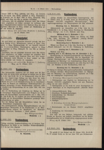 Amtsblatt der landesfürstlichen Hauptstadt Graz 19191031 Seite: 29