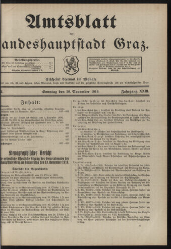 Amtsblatt der landesfürstlichen Hauptstadt Graz 19191130 Seite: 1