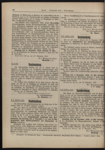 Amtsblatt der landesfürstlichen Hauptstadt Graz 19191130 Seite: 22