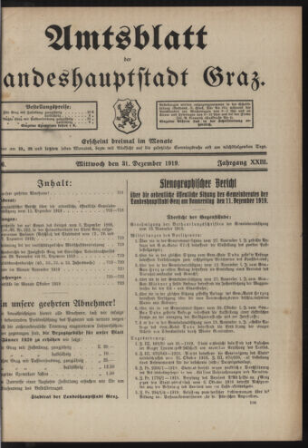 Amtsblatt der landesfürstlichen Hauptstadt Graz 19191231 Seite: 1