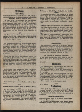 Amtsblatt der landesfürstlichen Hauptstadt Graz 19240115 Seite: 13