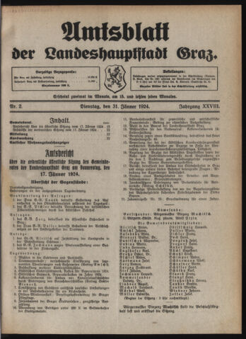 Amtsblatt der landesfürstlichen Hauptstadt Graz 19240131 Seite: 1