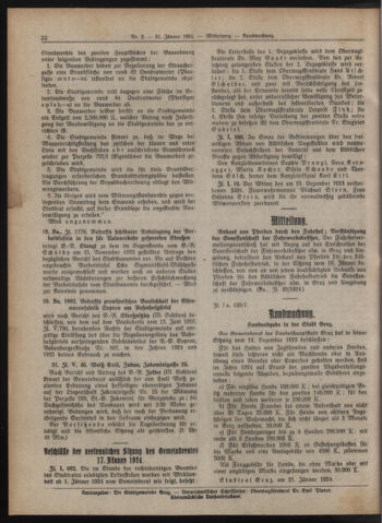 Amtsblatt der landesfürstlichen Hauptstadt Graz 19240131 Seite: 8