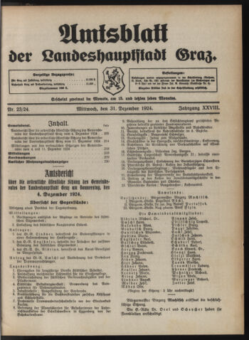 Amtsblatt der landesfürstlichen Hauptstadt Graz 19241231 Seite: 1