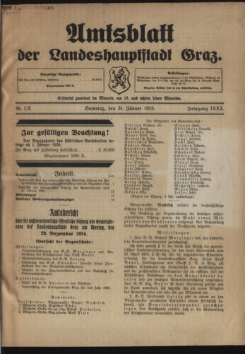 Amtsblatt der landesfürstlichen Hauptstadt Graz 19250131 Seite: 1