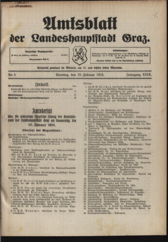 Amtsblatt der landesfürstlichen Hauptstadt Graz 19250215 Seite: 1