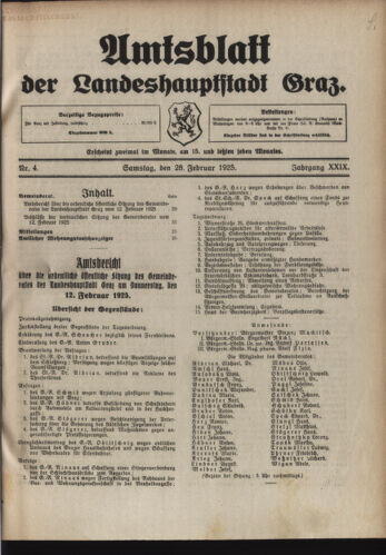 Amtsblatt der landesfürstlichen Hauptstadt Graz 19250228 Seite: 1