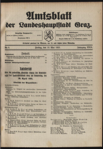 Amtsblatt der landesfürstlichen Hauptstadt Graz 19250515 Seite: 1