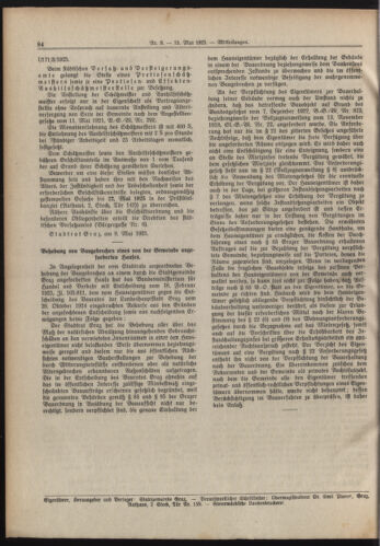 Amtsblatt der landesfürstlichen Hauptstadt Graz 19250515 Seite: 12