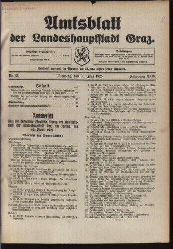 Amtsblatt der landesfürstlichen Hauptstadt Graz 19250630 Seite: 1