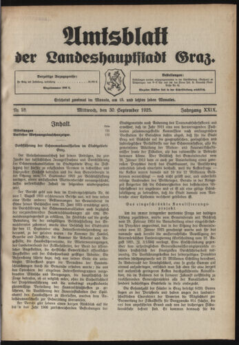 Amtsblatt der landesfürstlichen Hauptstadt Graz 19250930 Seite: 1