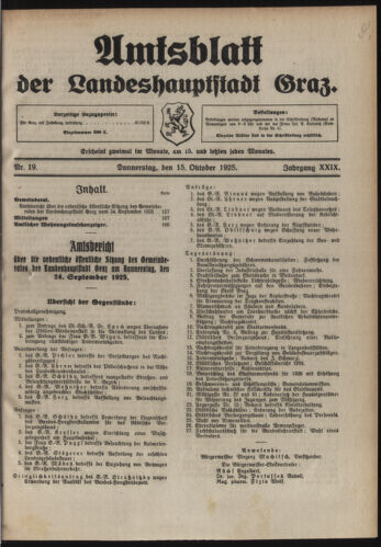 Amtsblatt der landesfürstlichen Hauptstadt Graz 19251015 Seite: 1