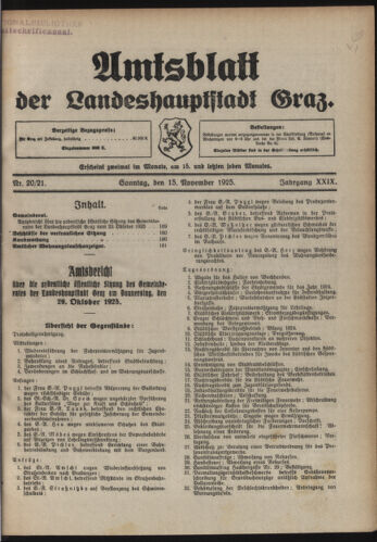 Amtsblatt der landesfürstlichen Hauptstadt Graz 19251115 Seite: 1