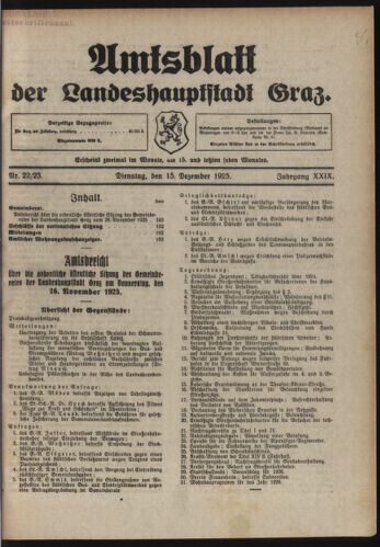 Amtsblatt der landesfürstlichen Hauptstadt Graz 19251215 Seite: 1