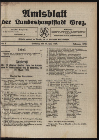 Amtsblatt der landesfürstlichen Hauptstadt Graz 19260515 Seite: 1