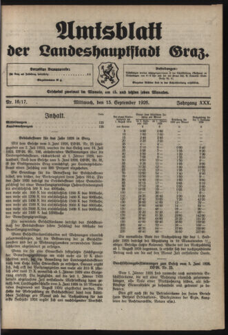 Amtsblatt der landesfürstlichen Hauptstadt Graz 19260915 Seite: 1